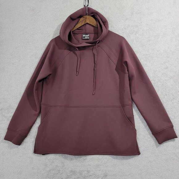 NWOT 32° Heat Womens M Scuba Hoodie Sweatshirt Burgundy Pullover Kangaroo - Picture 2 of 8